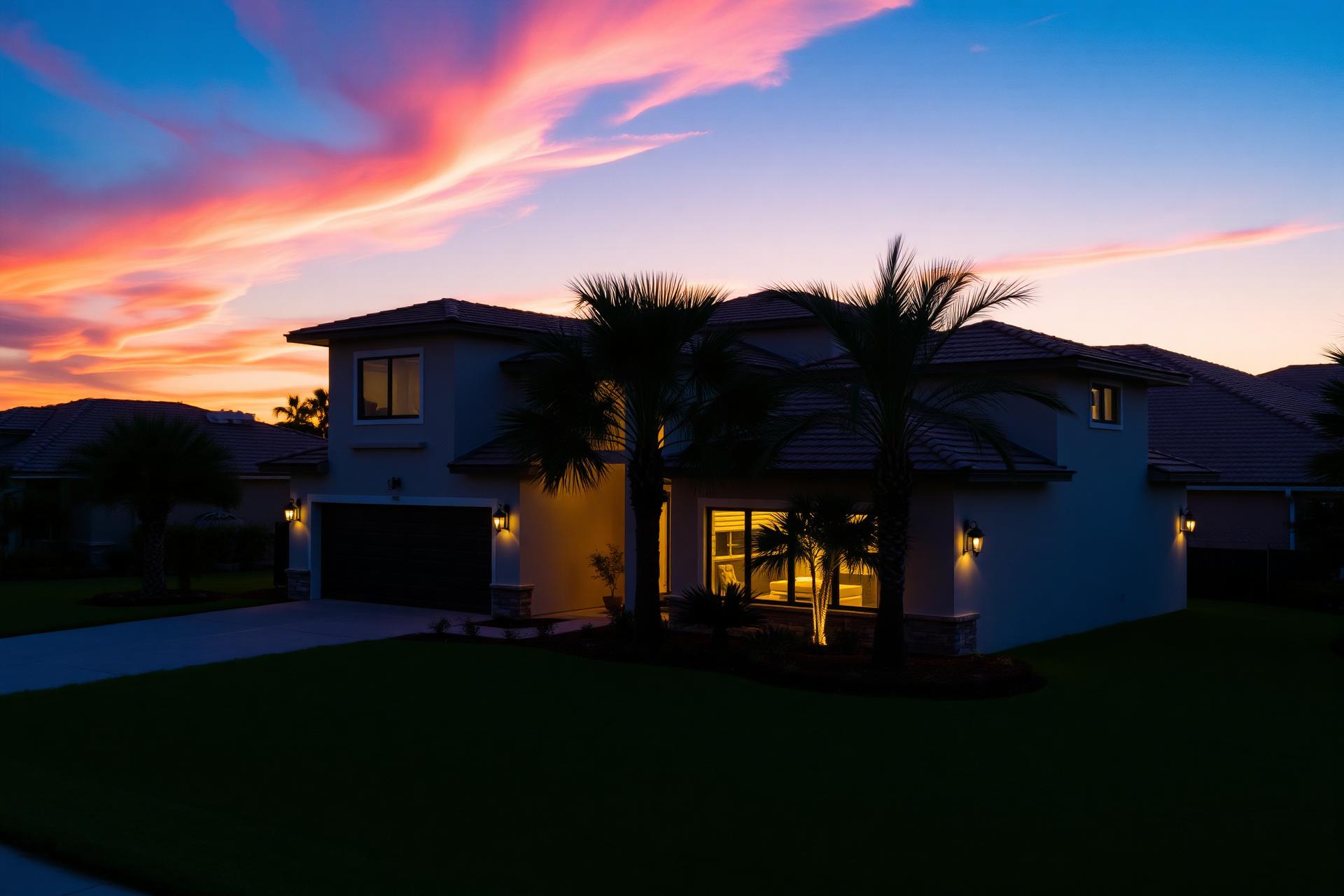 Florida investment home at twilight